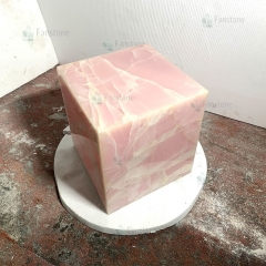 Natural Pink Onyx Marble Plinth Cube Side Table