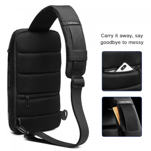 TIDING Men Sling Bag Anti Theft Crossbody Chest Bag Genuine Leather  Shoulder Bag fit 11 inch Tablet for Outdoor Sport Daily Bags