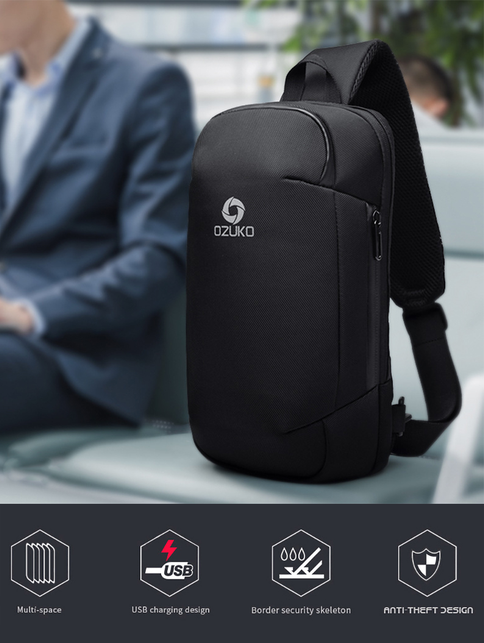 OZUKO Backpack Men Multifunctional Anti-theft Waterproof Fashion USB 15.6  Inch Laptop Shoe Bag Male Backpack Travel mochila
