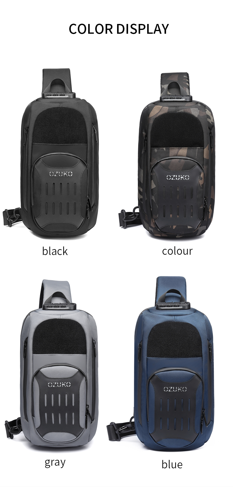Ozuko Sling Backpack - Camo Shoulder Bag With Combination Lock - Hard2Fynd