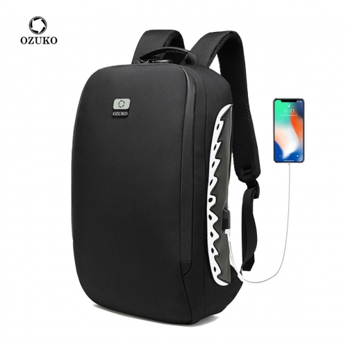Ozuko 9282 Fashionable College Backpack Mens Light Weight Usb Anti Theft Laptop Business Back Pack
