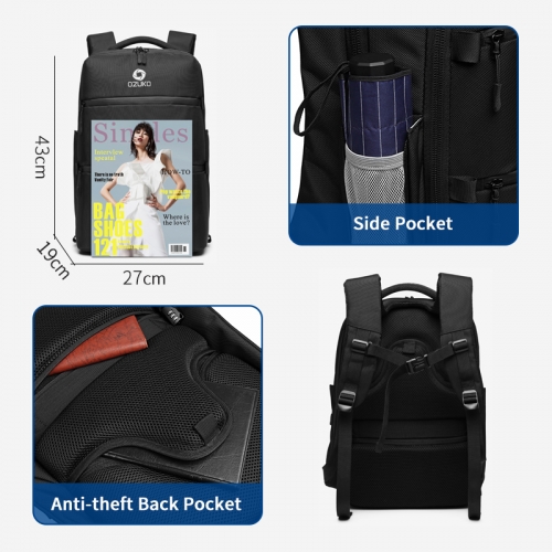 OZUKO 9207 Laptop Backpacks Anti-thief Backpack Male USB Charging 