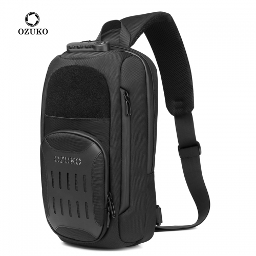 Ozuko 9361 Mobile Phone Bags Anti Theft Waterproof Shoulder Fanny Pack USB Chest Pouch Men Crossbody Bag
