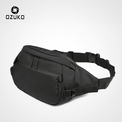 Ozuko 9206 欧美跨境多功能腰包骑行牛津布斜挎包 大容量防水男士斜背包定制