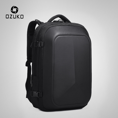 Ozuko 9082新款多功能双肩背包男 商务电脑包15.6寸户外运动硬壳背包