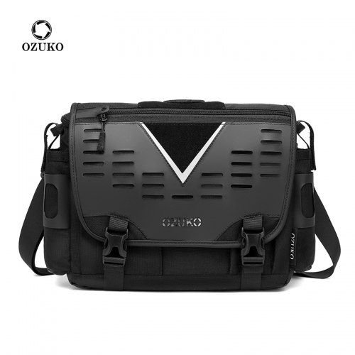 Ozuko 9483 2021笔记本电脑单肩黑色斜挎包时尚定制斜挎包男士迷你旅行行李包