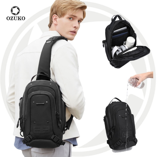 OZUKO 9740 Large Capacity Fashion Waterproof Chest Bag Men Travel Crossbody Bag Outdoor Shoulder Sling Bag