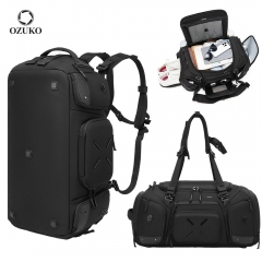 OZUKO 9834 46L Large Capacity Waterproof Men's Travel Backpack Stylish Sport Duffle Overnight Trip Weekender Shoe Compartment