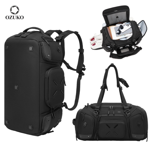 OZUKO 9834 46L Large Capacity Waterproof Men's Travel Backpack Stylish Sport Duffle Overnight Trip Weekender Shoe Compartment