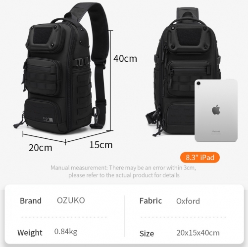 OZUKO 9912 Urban Explorer Crossbody Bag Mens Casual Chest Bag