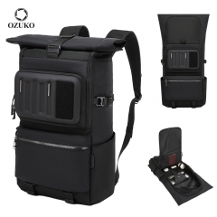 OZUKO 9944 Expandable RollTop Laptop Backpack Functional Daypack with Bidirectional Metal Zippers Backpack for Commuting Weekend