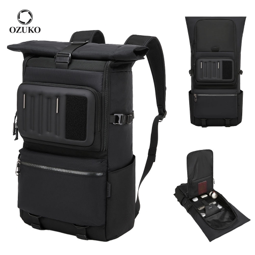 OZUKO 9944 Expandable RollTop Laptop Backpack Functional Daypack with Bidirectional Metal Zippers Backpack for Commuting Weekend