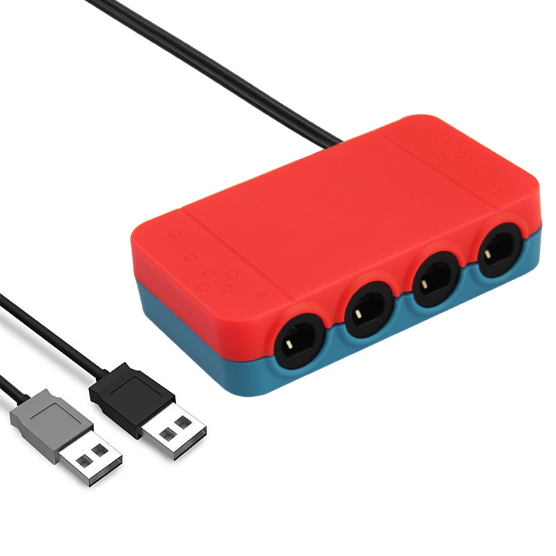 GC Controller Adapter For Switch/Wii u/PC with HOME Buttons（red and blue）