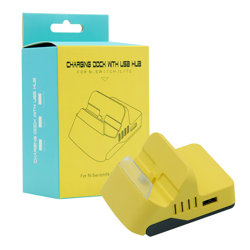 Charging dock With 4 usb HUB for NIntendo Switch /LITE（yellow）