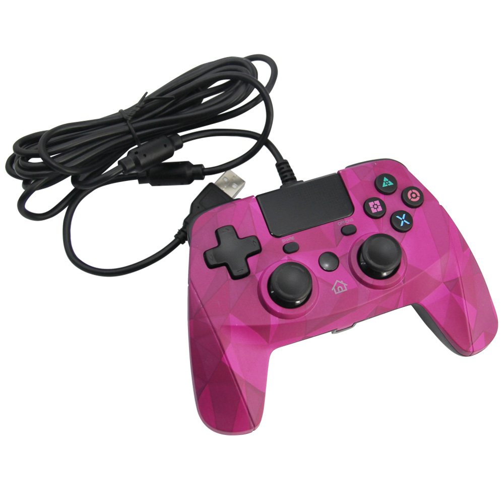 PS4/PS3/PC Wired Controller with sensor function（camouflage pink）