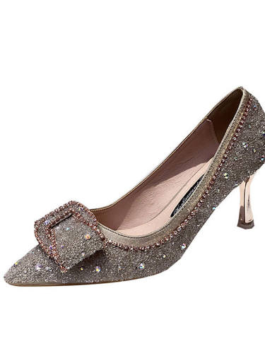Women'S Heels Stiletto Heel Pointed Toe Sexy Wedding Party & Evening Walking Shoes Pu Rhinestone Solid Colored Green