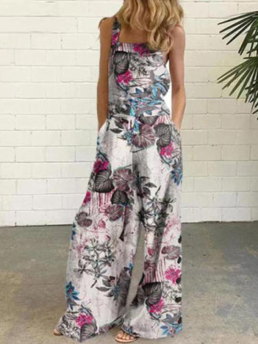 Stylish Summer Fashion Printing Sleeveless Jumpsuits