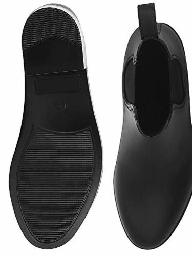 Rain Boots For Women Waterproof Ankle Rain Shoes For Ladies Chelsea Boots Black Matte Size 6