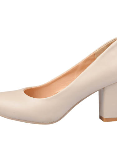 Women'S Heels Plus Size Chunky Heel Round Toe Business Classic Basic Daily Office & Career Walking Shoes Pu Solid Colored Summer White Pink / 2-3