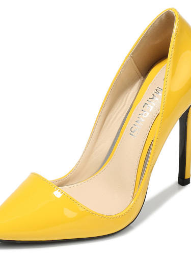 Women'S Heels Stiletto Heel Pointed Toe Minimalism Party & Evening Walking Shoes Faux Leather Solid Colored White Yellow