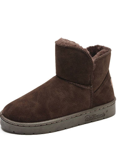Women'S Boots Snow Boots Flat Heel Round Toe Booties Ankle Boots Casual Daily Walking Shoes Pu Solid Colored Brown Coffee / Booties / Ankle Boots