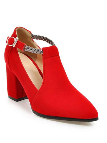 Women'S Heels Sexy Shoes Block Heel Pointed Toe Sexy Party & Evening Office & Career Walking Shoes Synthetics Buckle Solid Colored Summer Red Blue / 2-3