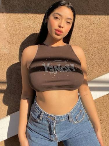 Hot Drilling Cropped Tank Tops For Women
