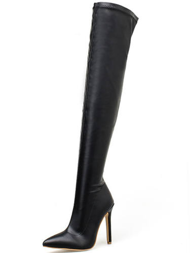 Women'S Boots Stiletto Heel Pointed Toe Casual Daily Walking Shoes Leather / Over The Knee Boots