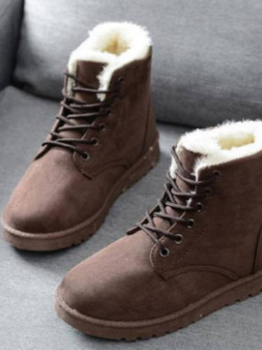 Women'S Boots Snow Boots Flat Heel Round Toe Booties Ankle Boots Casual Daily Walking Shoes Nubuck Lace-Up Solid Colored Black Beige / Booties / Ankle Boots / Booties / Ankle Boots