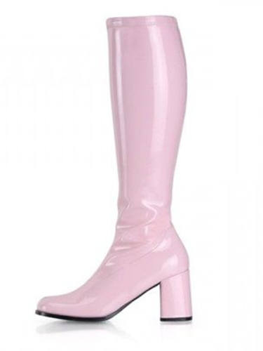 Women'S Boots Block Heel Boots Cuban Heel Round Toe Knee High Boots British Party & Evening Pu Solid Colored White Black Purple