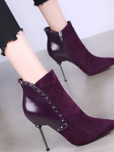 Women'S Boots Stiletto Heel Boots Stiletto Heel Pointed Toe Booties Ankle Boots Daily Suede Black Blue / Mid-Calf Boots