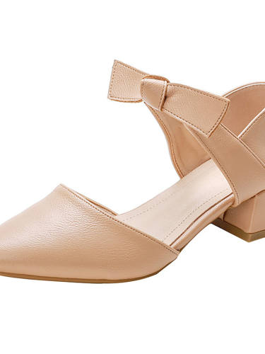 Women'S Sandals Chunky Heel Pointed Toe Block Heel Sandals Casual Daily Walking Shoes Pu Solid Colored