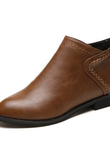 Women'S Boots Block Heel Round Toe Booties Ankle Boots Basic Casual Daily Walking Shoes Faux Leather Solid Colored Brown / Booties / Ankle Boots