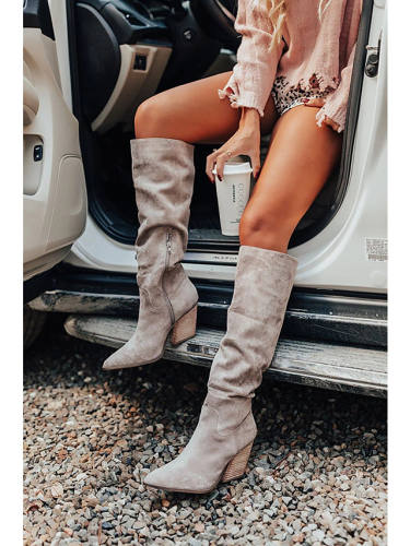 Women'S Boots Cowboy Western Boots Chunky Heel Pointed Toe Knee High Boots Punk & Gothic British Preppy Daily Party & Evening Walking Shoes Faux Leather Buckle Solid Colored