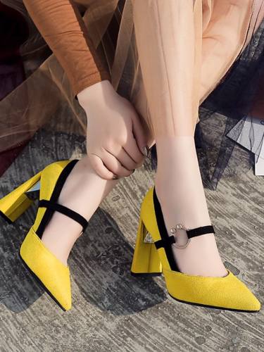 Women'S Wedding Shoes Chunky Heel Pointed Toe Wedding Pumps Wedding Daily Pu Synthetics