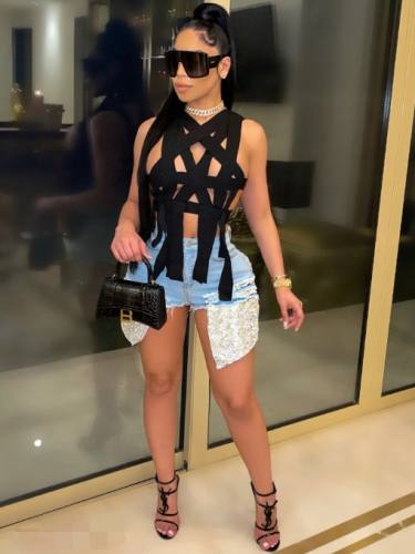 Sexy Hollow Out Solid Tank Tops For Women