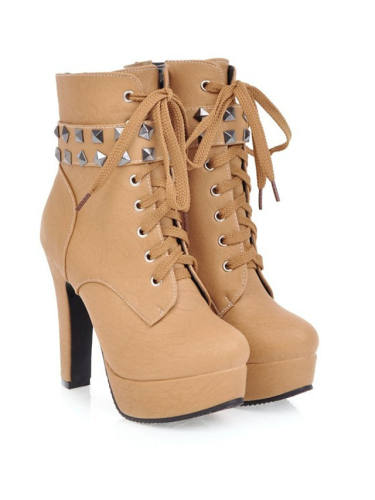 Women'S Boots Chunky Heel Round Toe Booties Ankle Boots Casual Basic Daily Walking Shoes Pu Solid Colored Light Brown Black Yellow / Booties / Ankle Boots / Booties / Ankle Boots