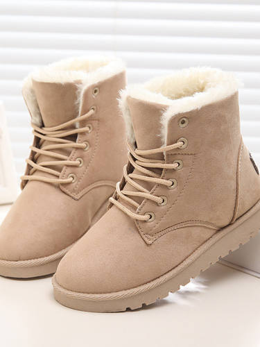 Women'S Boots Snow Boots Flat Heel Round Toe Booties Ankle Boots Basic Casual Daily Walking Shoes Suede Solid Colored Wine Black Red / Booties / Ankle Boots