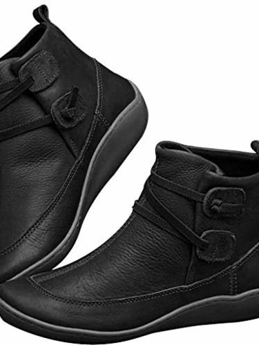Ankle Booties Boots Hessimy Women&Amp;;S Arch Support Boots With Side Zipper Ankle Boots Leather Comfortable Damping Shoes Platform Wedge Booties