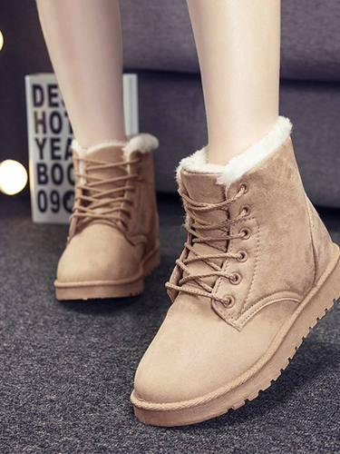 Women'S Boots Snow Boots Flat Heel Round Toe Booties Ankle Boots Basic Casual Daily Walking Shoes Suede Solid Colored Wine Black Red / Booties / Ankle Boots
