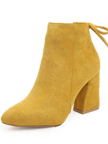 Women'S Boots Block Heel Boots Chunky Heel Pointed Toe Booties Ankle Boots Classic Daily Microfiber Solid Colored Yellow Red / Booties / Ankle Boots