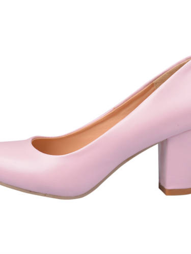 Women'S Heels Plus Size Chunky Heel Round Toe Business Classic Basic Daily Office & Career Walking Shoes Pu Solid Colored Summer White Pink / 2-3