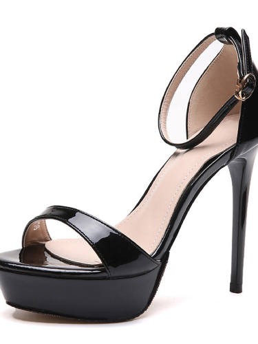 Women'S Heels Stiletto Heel Open Toe Sexy Daily Walking Shoes Pu Buckle Solid Colored
