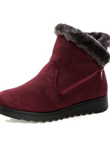 Women'S Boots Snow Boots Fur Lined Round Toe Booties Ankle Boots Casual Outdoor Walking Shoes Suede