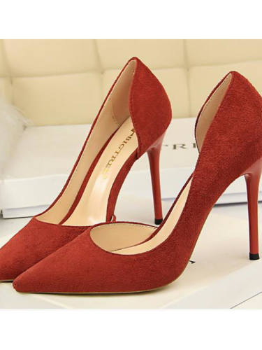 Women'S Heels Stiletto Heel Pointed Toe Sexy Minimalism Party & Evening Walking Shoes Nubuck Solid Colored Black Red Pink