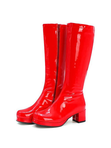 Women'S Boots Block Heel Boots Block Heel Round Toe Knee High Boots Casual Basic Daily Walking Shoes Pu Solid Colored Black / Red White Black / Over The Knee Boots