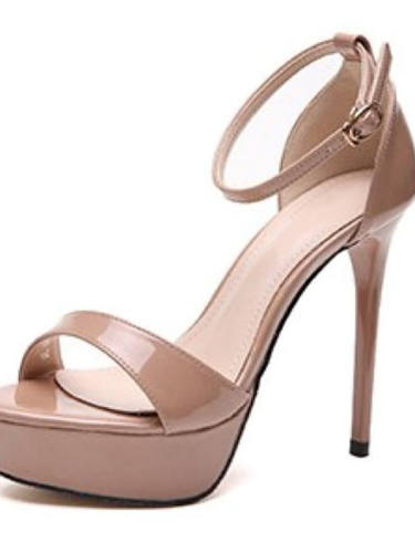 Women'S Heels Stiletto Heel Open Toe Sexy Daily Walking Shoes Pu Buckle Solid Colored