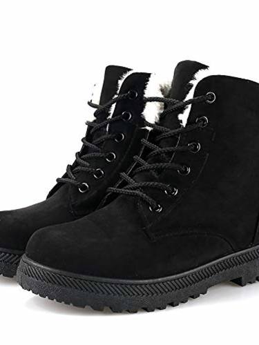 Women'S Boots Comfort Shoes Snow Boots Flat Heel Round Toe Booties Ankle Boots Casual Outdoor Walking Shoes Suede Solid Colored Black Blue Red