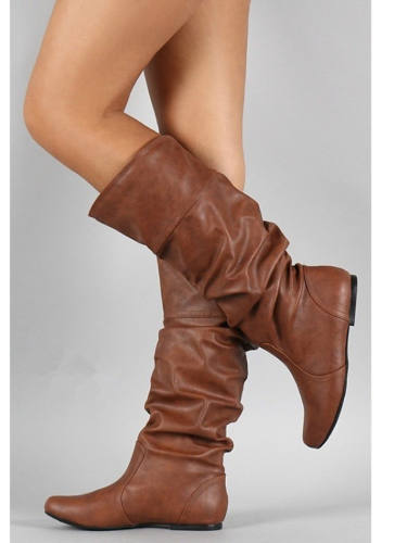Women'S Boots Cowboy Western Boots Block Heel Round Toe Knee High Boots Basic Casual Daily Walking Shoes Pu Solid Colored Dark Grey Dark Brown Black / Mid-Calf Boots