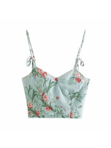 Summer Printed Backless Womens Cami Tops